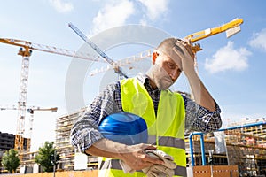 Unhappy Sad Construction Worker