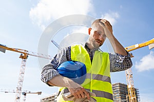 Unhappy Sad Construction Worker