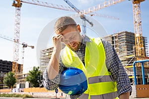 Unhappy Sad Construction Worker