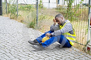 Unhappy Sad Construction Worker