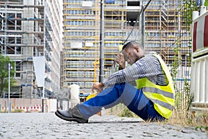 Unhappy Sad Construction Worker