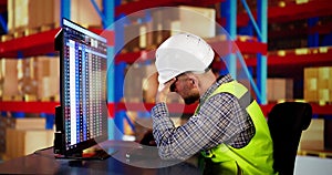 Unhappy Worker At Warehouse