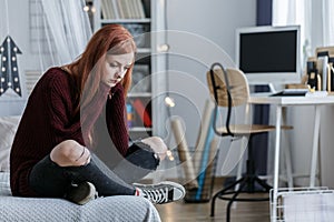 Unhappy young girl with depression