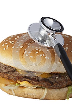 Unhealthy fast food burger.