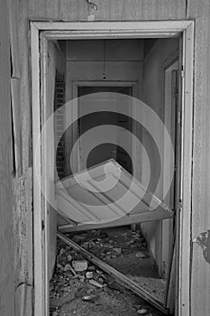 Unhinged door abandoned house