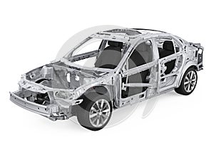 Unibody Car Chassis Frame Isolated