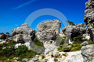 Unic rock formation called the Moures near Forcalquier