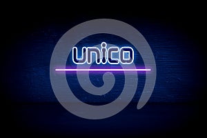 Unico - blue neon announcement signboard photo