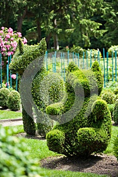 Unicorn and Bear Topiary Garden