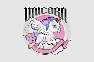 Unicorn cartoon character vector template