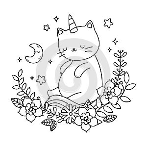 Unicorn cat cartoon vector design