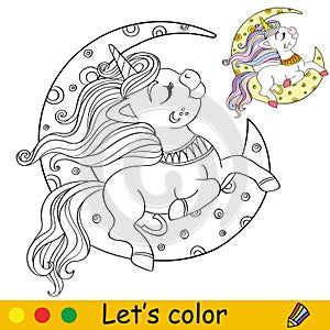 Unicorn Coloring Page with template vector illustration 20