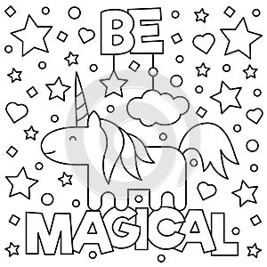 Unicorn. Coloring page. Vector illustration.