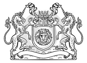 Unicorn Crest Heraldic Shield Coat of Arms photo