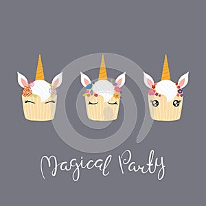 Unicorn cupcakes set