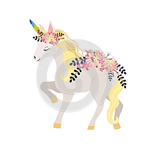 Unicorn cute illustration, card and shirt design