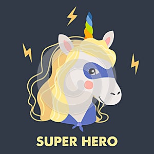 Unicorn cute illustration, card and shirt design