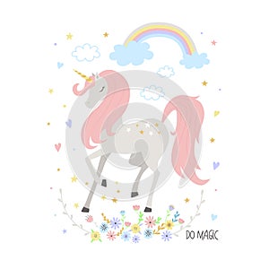 Unicorn cute illustration for kids