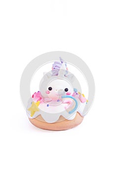 Unicorn donut on a white background. Gingerbread doughn