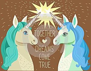 Unicorn Face. Cartoon Vector. Motivation Card With Stars.