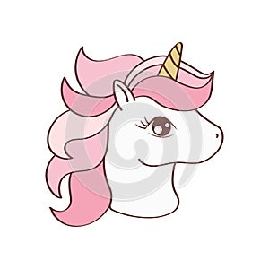 Unicorn Face Clipart Character Design. Adorable Clip Art Unicorn Head. Vector Illustration of an Animal for Prints for