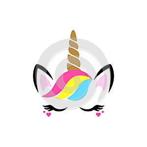 Unicorn face with forelock cute clipart vector isolated. photo