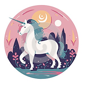 unicorn fairy illustration for your design: bags, logo, textile