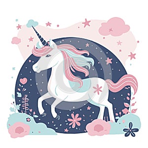 unicorn fairy illustration for your design. night