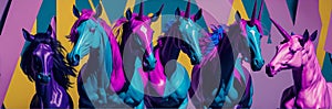 Unicorn in a group,. Ai Generated