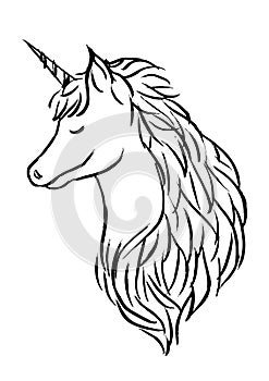 Unicorn hand drawing sketck doodle fantasy vector illustration design photo