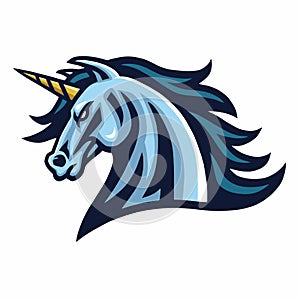 Unicorn Head Logo Design Gaming Esport Mascot Illustration