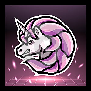 Unicorn head mascot. esport logo design