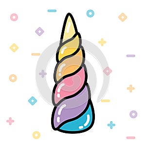 Unicorn horn rainbow pastel black outline photo