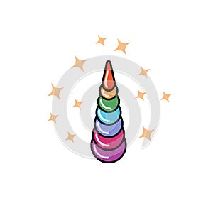 Unicorn horn rainbow vector icon