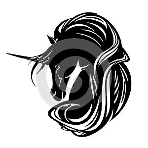 Unicorn horse black vector design