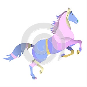 Unicorn horse isolated on white background. Vector illustration in cartoon style.