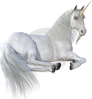 Unicorn Horse, Laying Down, Isolated