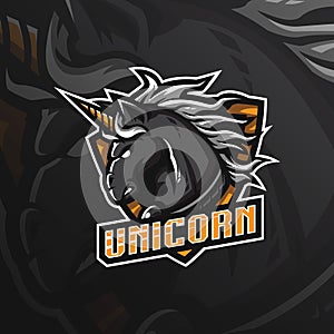 Unicorn horse vector mascot logo design with modern illustration concept style for badge, emblem and tshirt printing. angry