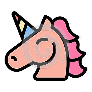 Unicorn icon in flat line style representing magic fantasy and mythical creatures ideal for fairytale and imaginative concepts photo