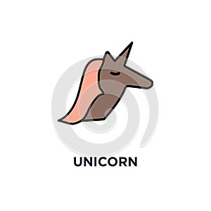 unicorn icon, symbol of mythical animal representing the statistical rarity of successful ventures, pink magic unicorn with flying