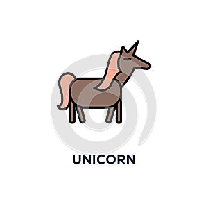 unicorn icon, symbol of mythical animal representing the statistical rarity of successful ventures, pink magic unicorn with flying