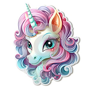 unicorn isolated on white background, sticker character