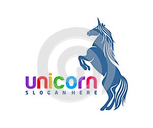 Unicorn logo design vector template, flying Horse design illustration