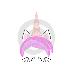 Unicorn minimalistic face horn cute sleeping