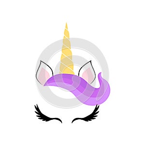 Unicorn minimalistic face horn cute sleeping