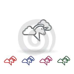 Unicorn multi color icon. Simple thin line, outline vector of mythology icons for ui and ux, website or mobile application
