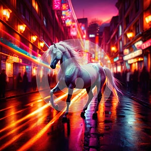 Unicorn, mystic legendary creature, glowing light painting aura illuminated
