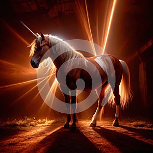 Unicorn, mystic legendary creature, glowing light painting aura illuminated