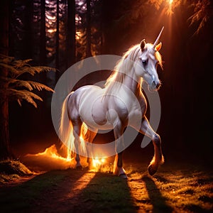 Unicorn, mystic legendary creature, glowing light painting aura illuminated