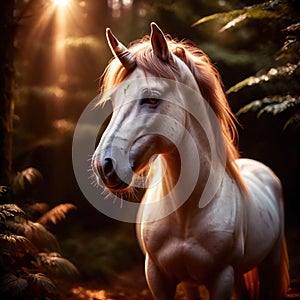 Unicorn, mystic legendary creature, glowing light painting aura illuminated